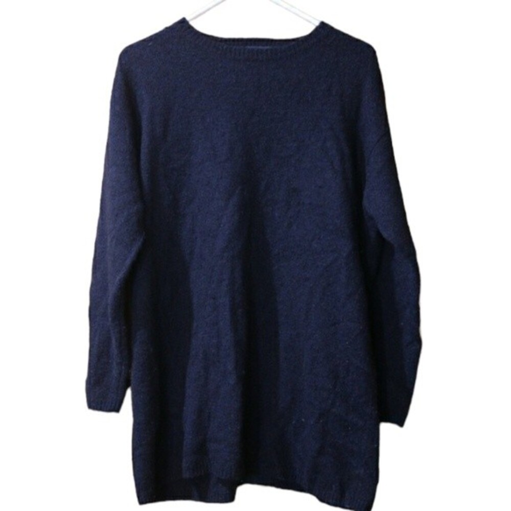 Limited Black Wool Blend Oversized Sweater Cozy Minimalist Style Medium